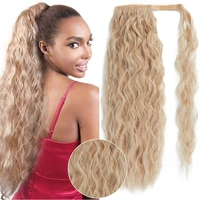 onyx 22%e2%80%9d curl ponytail wrap around clip in ponytail hair extension heat resistant synthetic natural curl pony tail fake hair