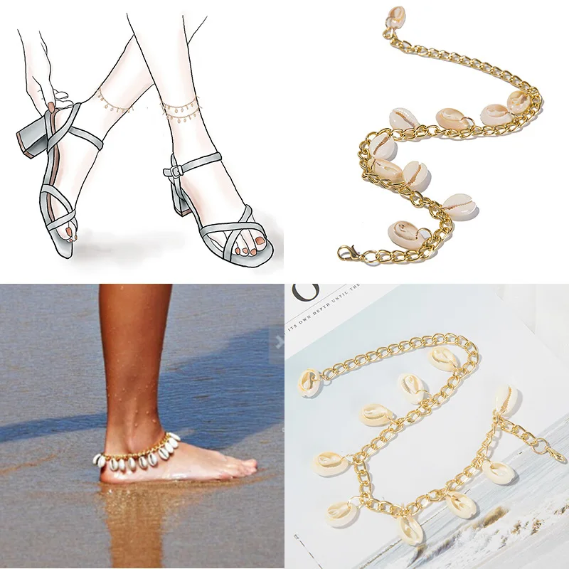 

Handmade Original Conch Shell Anklet Boho Summer Beach Sandals Foot Chain Gift for Women Jewelry