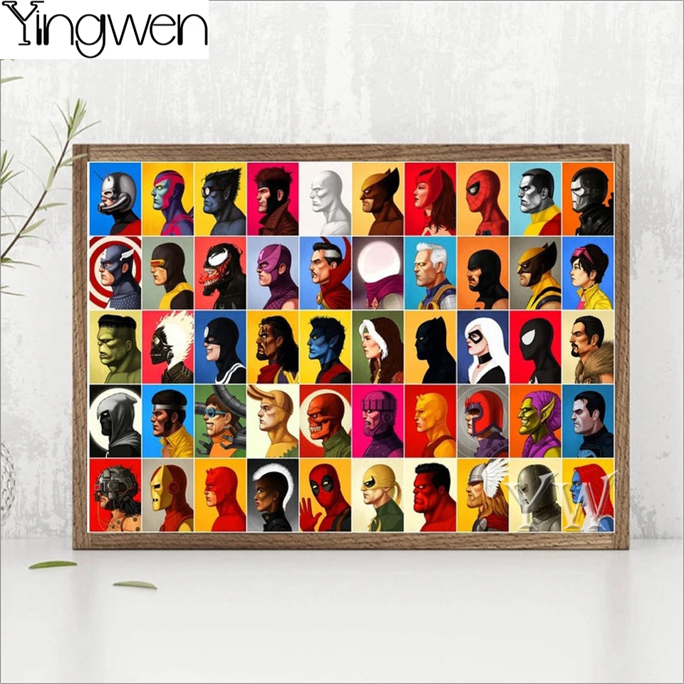 

DIY Diamond Painting Marvel Icons Pop Art All Characters Diamond Mosaic Cross Stitch Embroidery Decoration Living Room Artwork