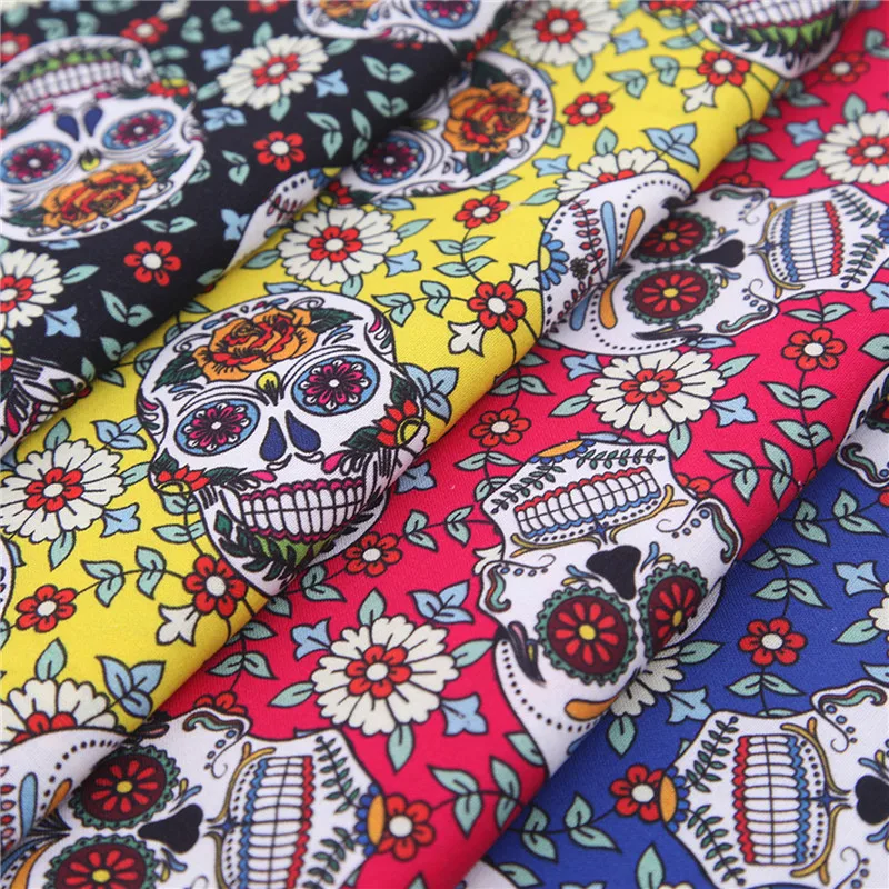 

Skull Horror Printed Cotton Fabrics Halloween Patchwork Sewing Material Quilt Needlework Bow DIY Cloth Sheets 50x50cm 90x110cm