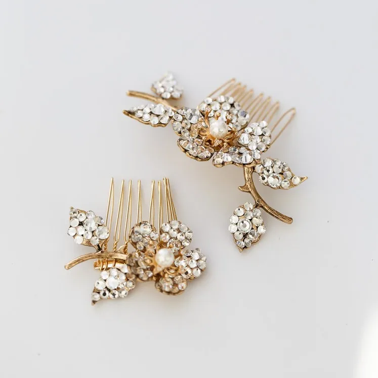 Delicate Vintage Gold Bridal Small Hair Comb Pins Crystal Accessories For Women Wedding Party Prom | Украшения и аксессуары