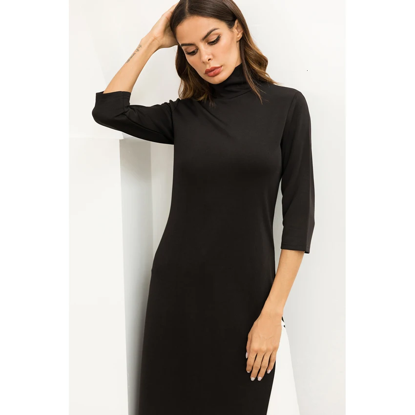 

Turtleneck Woman Irregular Split Dress Muslim Costumes Abaya Kimono Middle East Arab Islamic Elegant Long Gown Ramadan Clothing