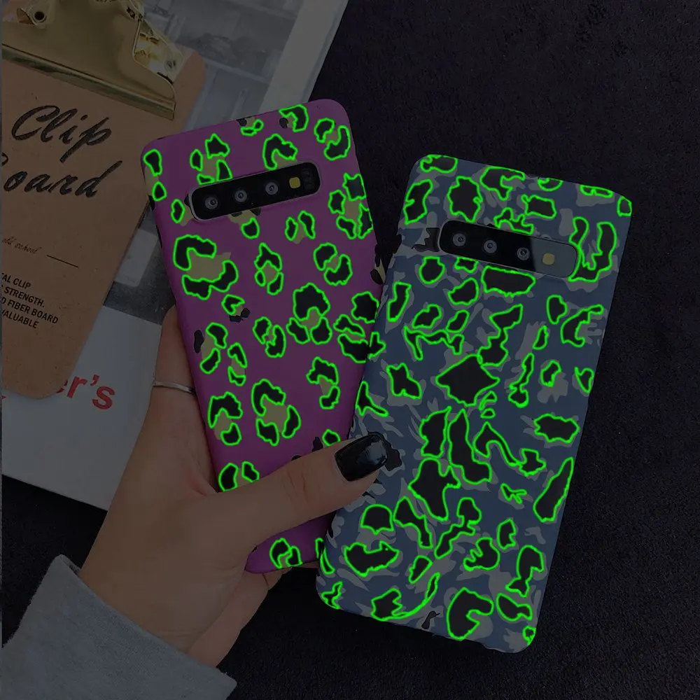 Рамочный чехол с леопардовым принтом ПК чехол для samsung Galaxy A50 A30 A70 A7 A6 A8 светящийся чехол для телефона S7 край S8 S9 S10 Примечание 10 плюс Чехол