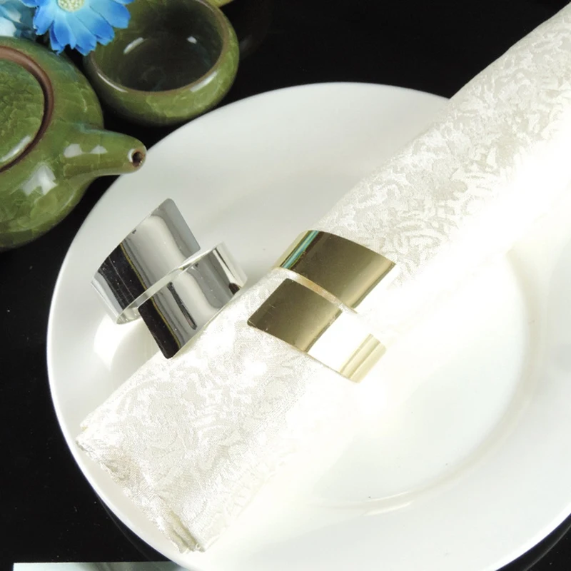 

12 Pcs Hotel Restaurants Creative Metal Napkin Ring Napkin Ring Simple Mouth Cloth Ring Napkin Buckle Gold