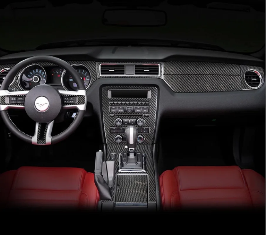 Цена Автомобильные аксессуары из углеродного волокна, подходит для Ford Mustang 2015-2021 LHD RHD, отделка салона автомобиля, декоративная крышка, наклейка, С...