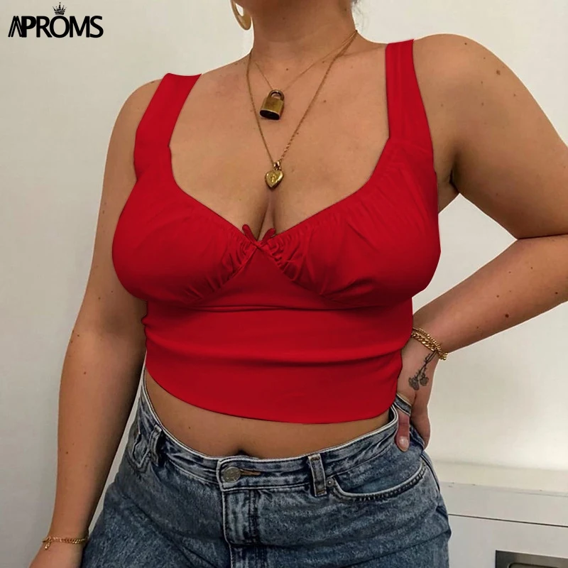 Aproms, одноцветные, с бантом, с рюшами, Топики, женские, белые, хлопок, бодикон, короткий топ, крутые, для девушек, летние, сексуальные топы на бретелях, облегающие футболки