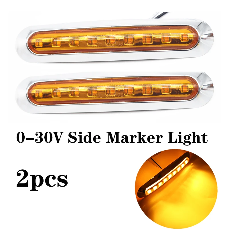 

2pcs Waterproof Led Trailer Truck Light Accessories for 12V/24V Car Yellow Side Marker Lights Side Signal Lamp Car Lighting