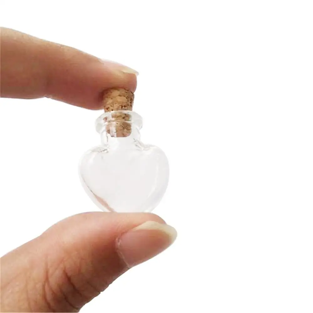 

Love Hearts Shape Mini Cute Glass Bottles Pendants Small Diy Bottles With Cork Transparent Clear Jars Gift Vial 100pcs Wholesale