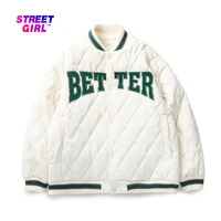 sweet and versatile japanese baseball collar cotton jersey loose couple tooling padded baseball uniform jacket