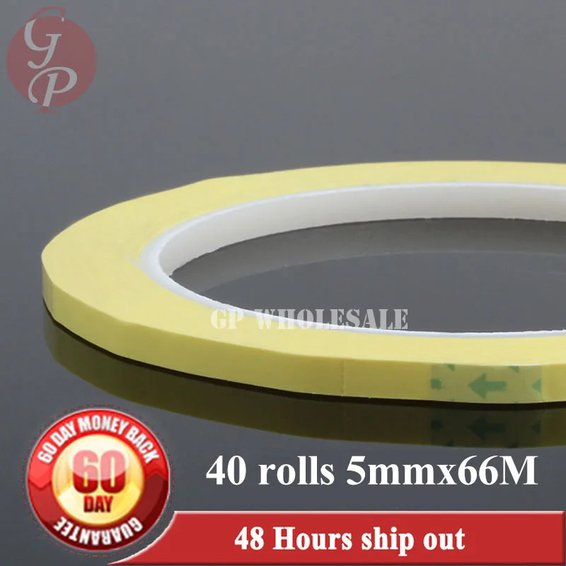 40 rolls 5mmx66M PET Yellow High Temperature Withstand Insulation Anti-Flame Adhesive Mylar Tape for Transformer