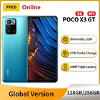 Глобальная версия POCO X3 GT 8 Гб 128 ГБ256 ГБ MTK 1100 67 Вт 5000 мАч батарея 120 Гц 6,6 ''дисплей 64 мп Тройная камера NFC смартфоны