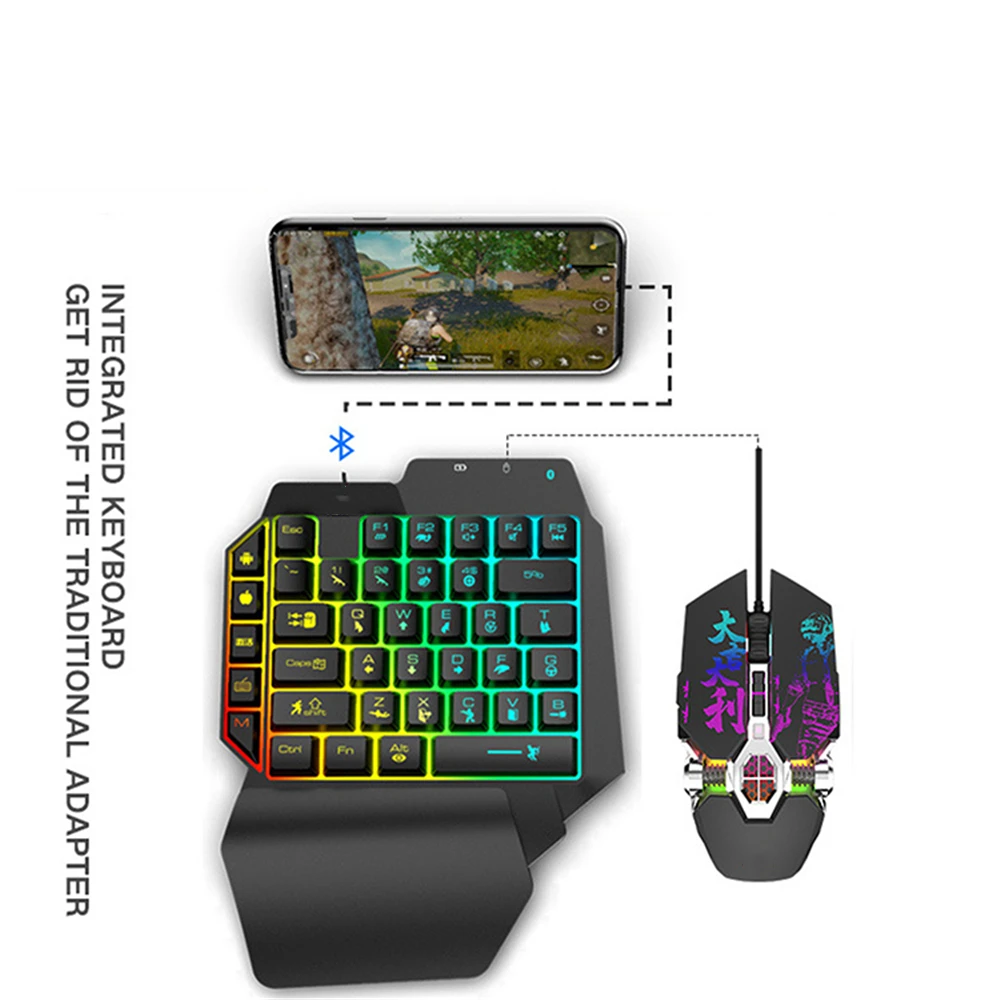

For PUBG Mobile Game Keyboard Converter Bluetooth 4.2 Wireless Mini Single-Handed Gaming Mouse for iOS Android Gaming Parts