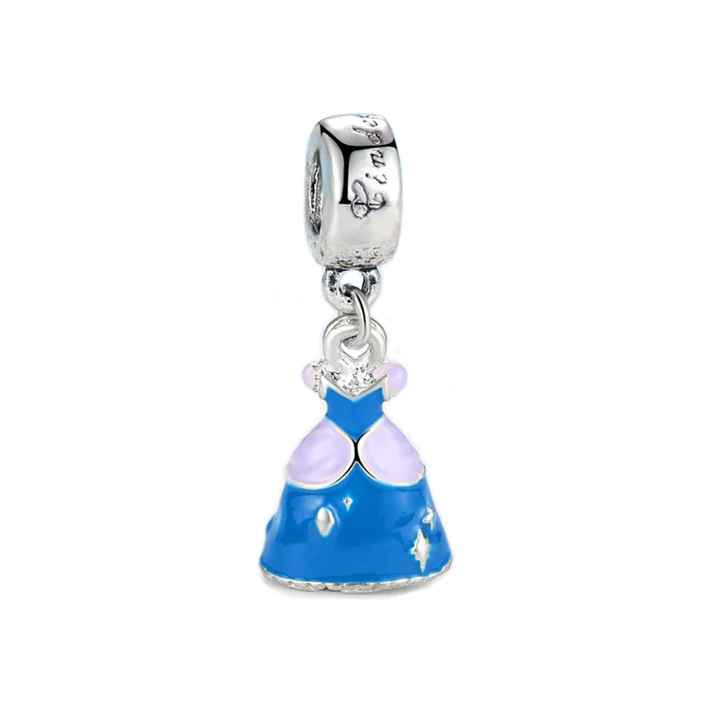 Cinderella Dress Новое оригинальное эмалевое платье принцессы из сплава с бусинами, подвеска с Минни Микки, браслет Пандора, браслет, сделай сам, Женские Ювелирные изделия - Цвет: Cinderella Dress