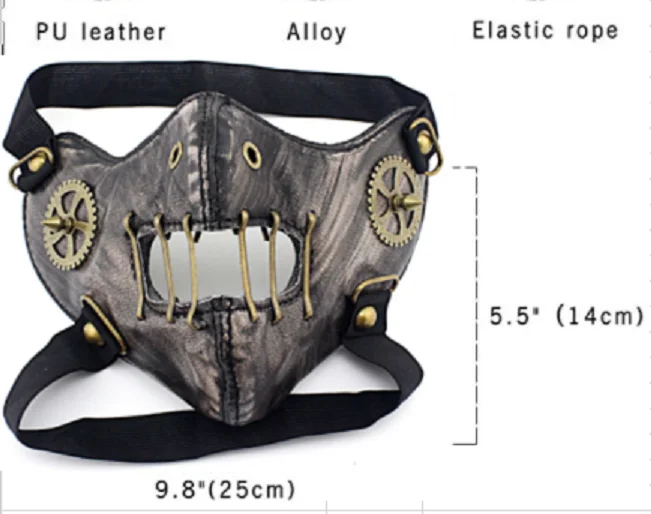 2020 New Steam Punk Gear Masks Gothic Accessory Night Club Mask Performance Hip Pop Brown Gearwheel Rivet | Тематическая одежда и