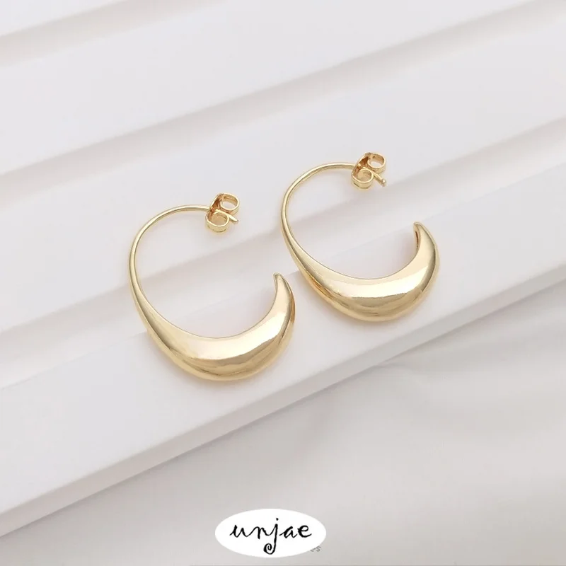 

Custom 14K color guaranteed gold C-shaped fashion earrings with cool temperament and simple Earrings