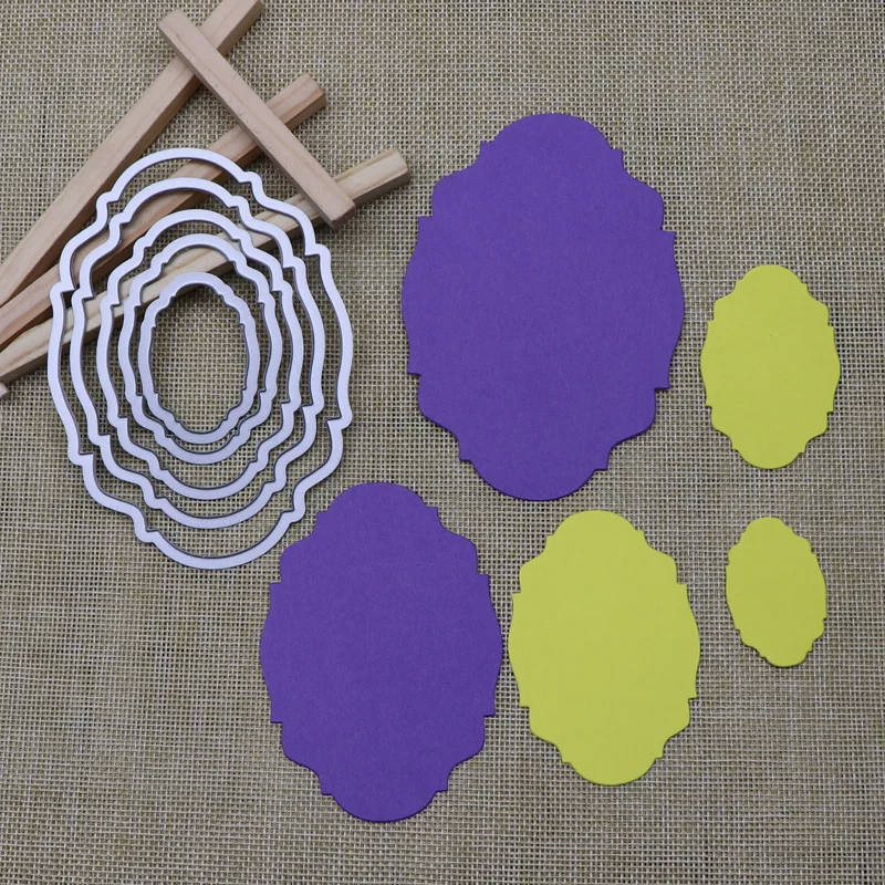 

5pcs Irregular Oval Frame Metal Cutting Dies Stencil Template For DIY Scrapbooking Embossing Paper Cards Album Making Decor