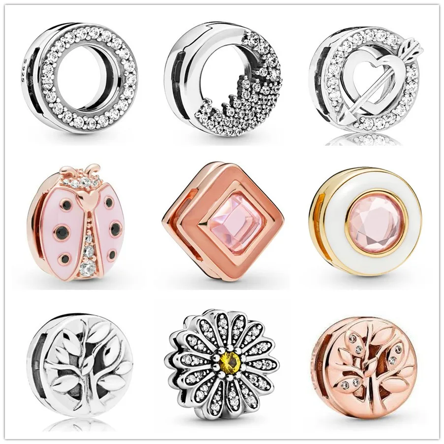 

Authentic 925 Sterling Silver Baeds Reflexions Sparkling Daisy Flower Clip Charm Fit Pandora Women Bracelet & Necklace Jewelry