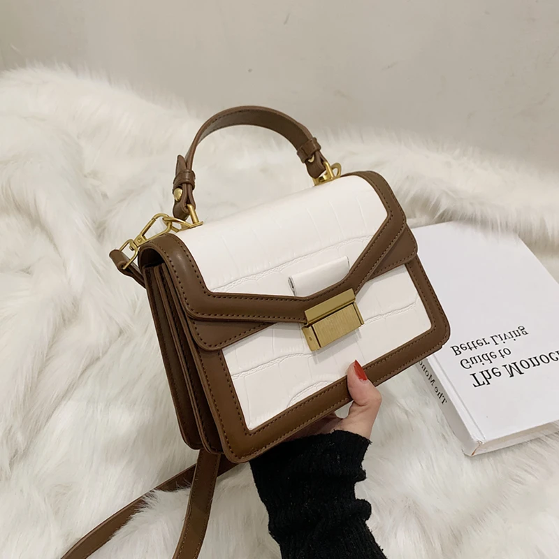 

Роскошная винтажная Маленькая женская сумка-тоут с крокодиловым узором, брендовые дизайнерские рабочие женские сумки через плечо с замком,...