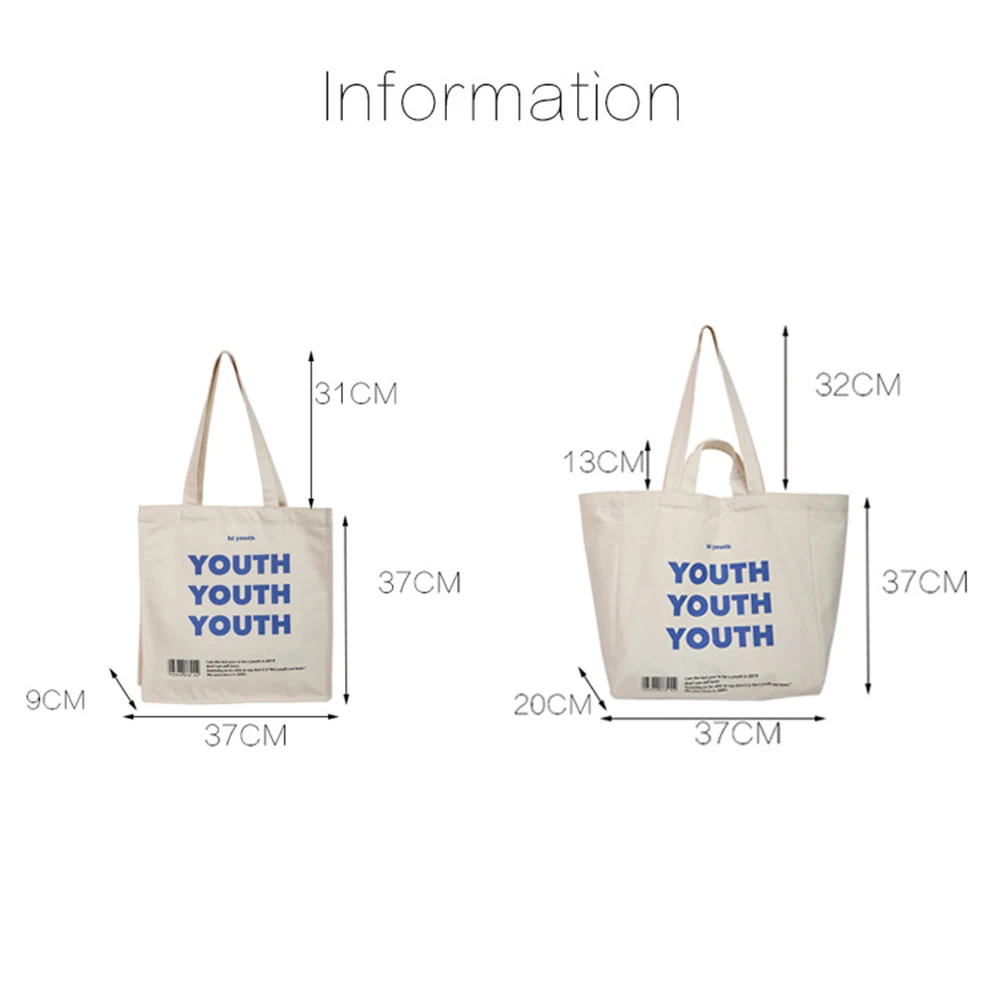 Новинка Женская Холщовая Сумка для покупок Хлопковая через плечо с принтом Youth