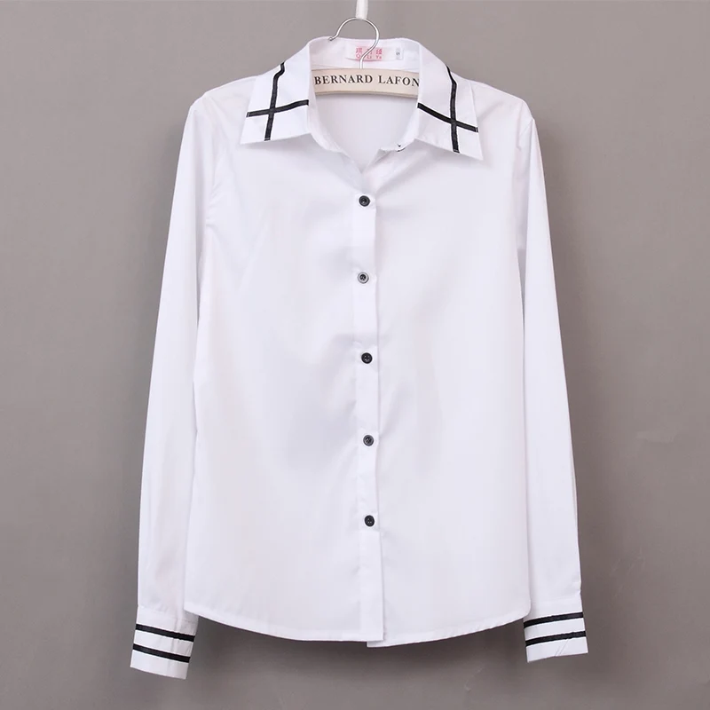 Рубашка женская однотонная в полоску однобортная утепленная блуза с отложным