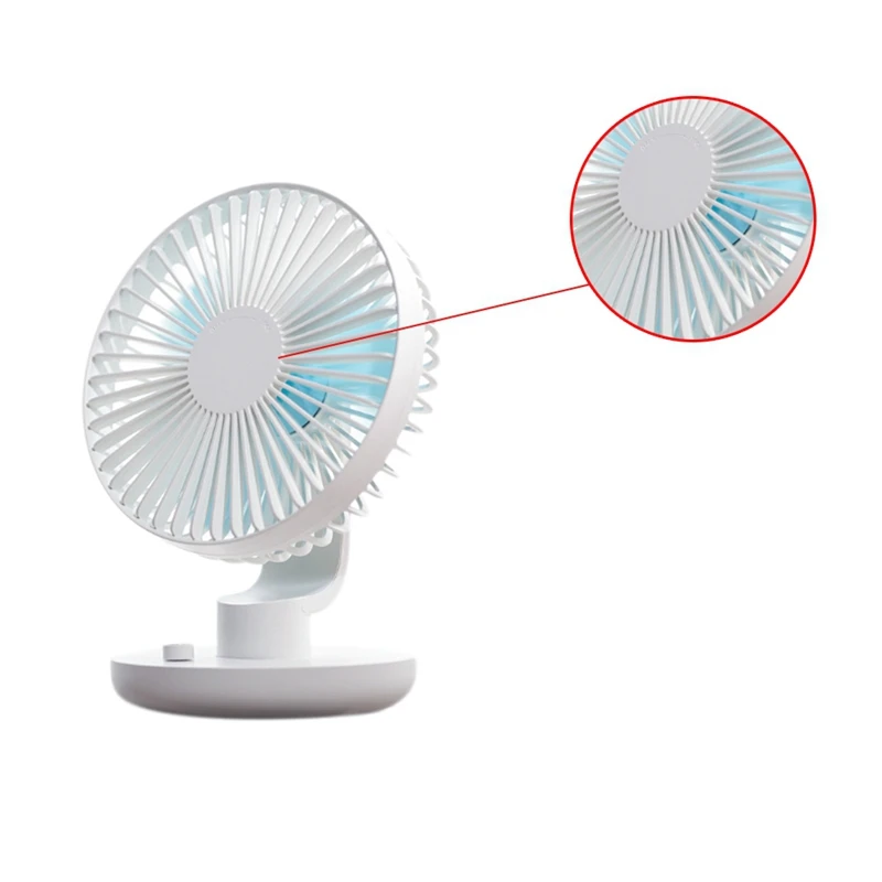 

USB Desktop Shaking Head Fan Desk Fan Cooling Fan 3 Speeds Adjust with 3000MAh Rechargeable Battery for Office Home