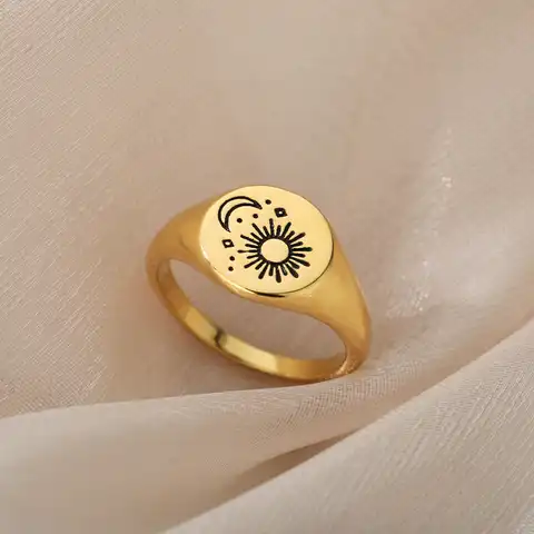 Женские кольца из нержавеющей стали с Таро, амулет на удачу, вечерние ничное кольцо с Луной и солнцем, винтажные подарочные украшения