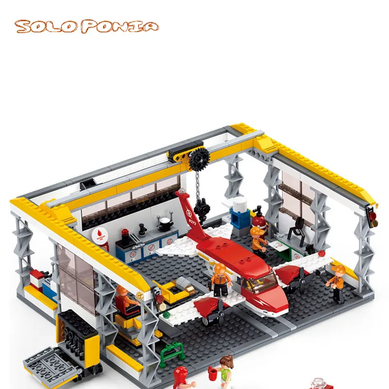 596 шт. Детский конструктор авиационный город|shop model|model buildingmodel city |