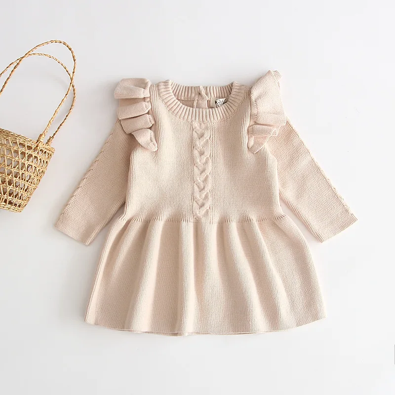 Baby girl outfit New Autumn Winter dress for Girls Wool Knitted Sweater infant Dresses Kids Clothes Vestidos | Детская одежда и