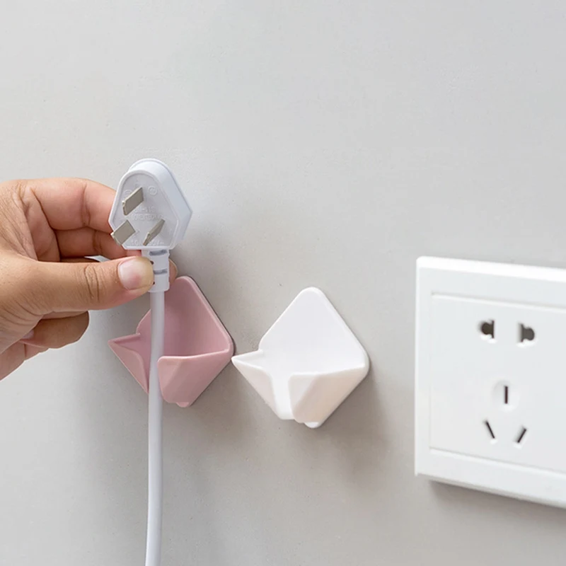 

Wall-mounted Appliance Wire Plug Storage Holder Hanging Hook Folding Socket Hook Self Adhesive Home Wire Plugs Hanger