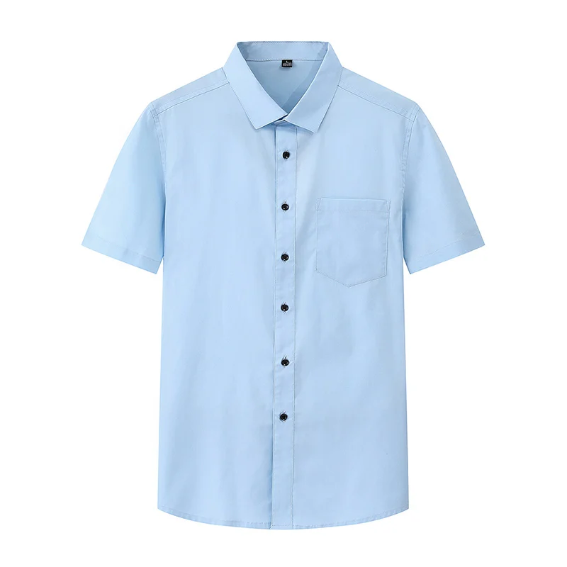 

Men Dress Shirt 2021 Summer Short Sleeve White Tuxedo Shirt Plus Size Commute Solid Color Tops Business Casual Male Clothes