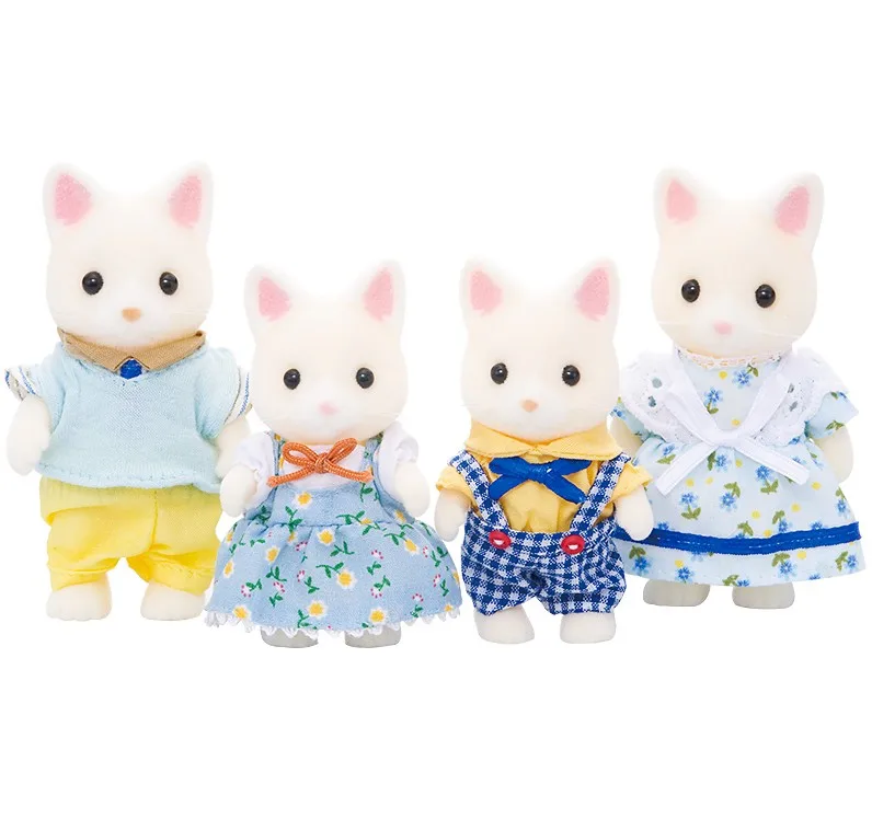 Sylvanian Family Silk Cat Dollhouse 4 шт. Набор фигурок родители и дети девочка игрушка подарок 4175