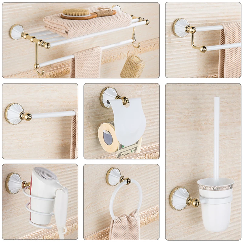 becola luxury bathroom accessories bathroom hardware set whitegold pendant polished toothbrush towel bar cloth hook towel rack free global shipping