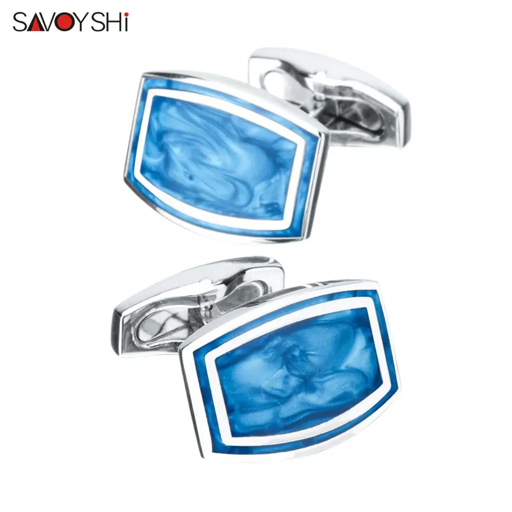 Фирменные запонки SAVOYSHI для мужской одежды рубашки высококачественные синие