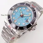 Мужские автоматические часы 40 мм, японские часы NH35 Move Men t Sapphire, Голубой циферблат, браслет-устрица, Скользящий замок, дата, циклопс, зеленая луна