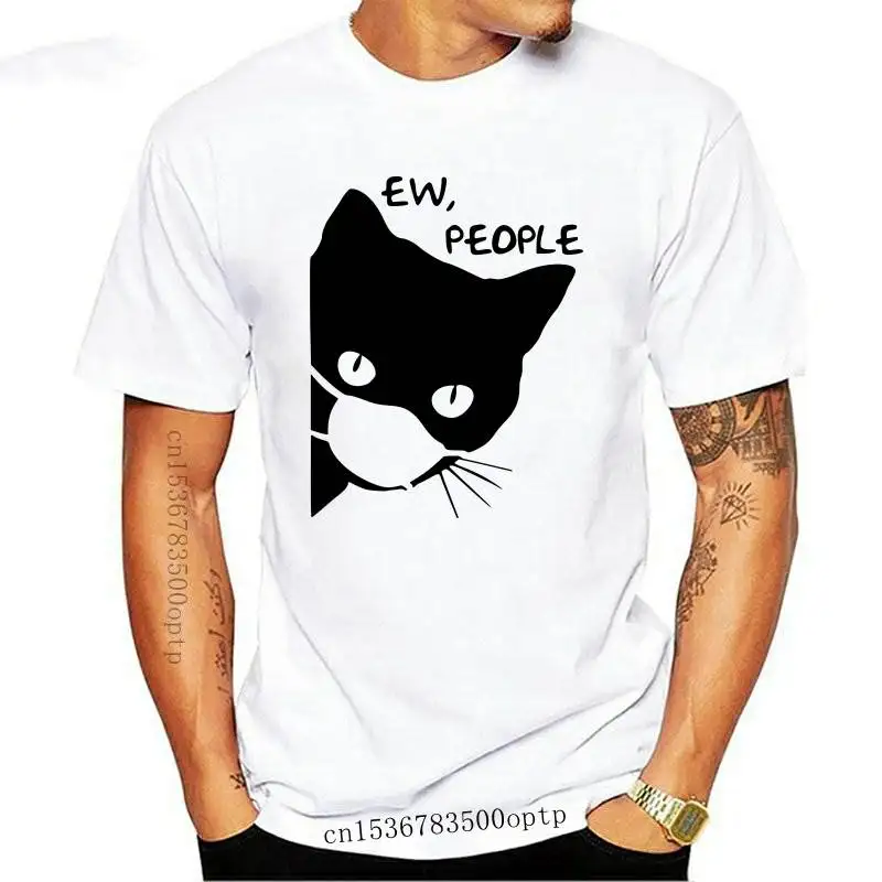 

Женская хлопковая футболка с коротким рукавом, круглым вырезом и принтом кошки