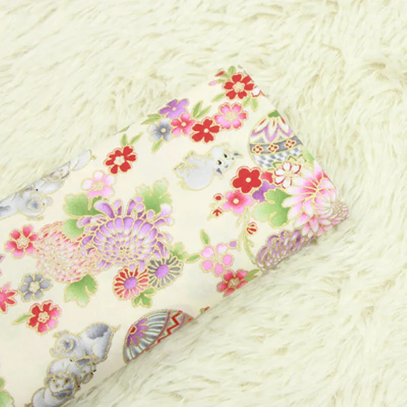 Полуярдовая тонкая хлопковая ткань мягкий бриз позолоченный цветок свинки принт