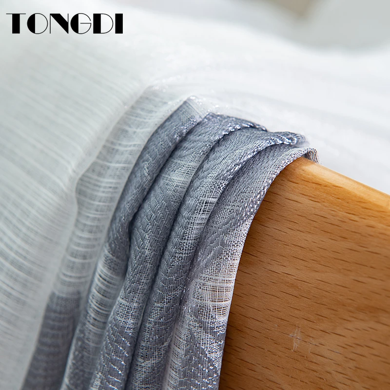 TONGDI белая Тюлевая занавеска с принтом элегантные листья Цветочное дерево