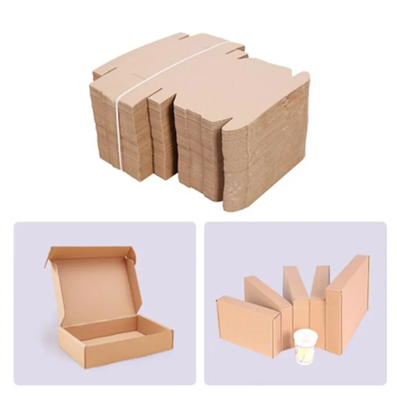 50 шт./лот трехслойная жесткая гофрированная упаковочная коробка из крафт-бумаги