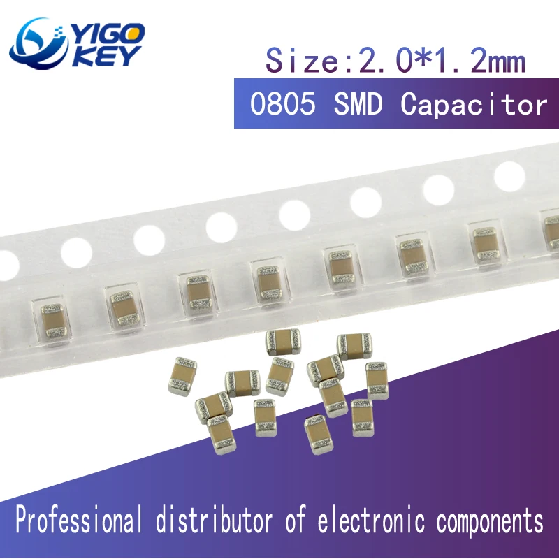 

100Pcs 0805 smd capacitor ceramic 1PF-10UF 20PF 220PF 330PF 680PF 1UF 2.2UF 4.7UF 10UF 4.7NF 10NF 22NF 33NF 220NF capacitors