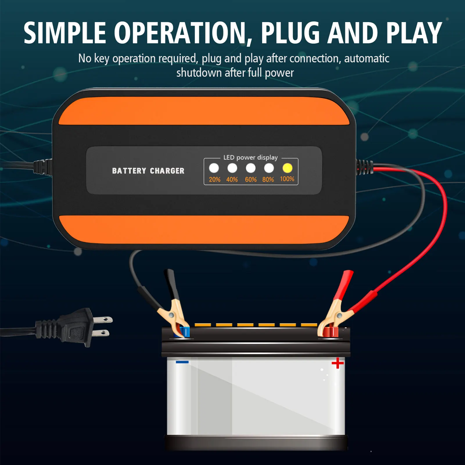 

12V-24V 8A Full Automatic Battery Chargers Digital Display Car Battery Chargers Power Puls Repair Chargers Wet Dry Lead Acid