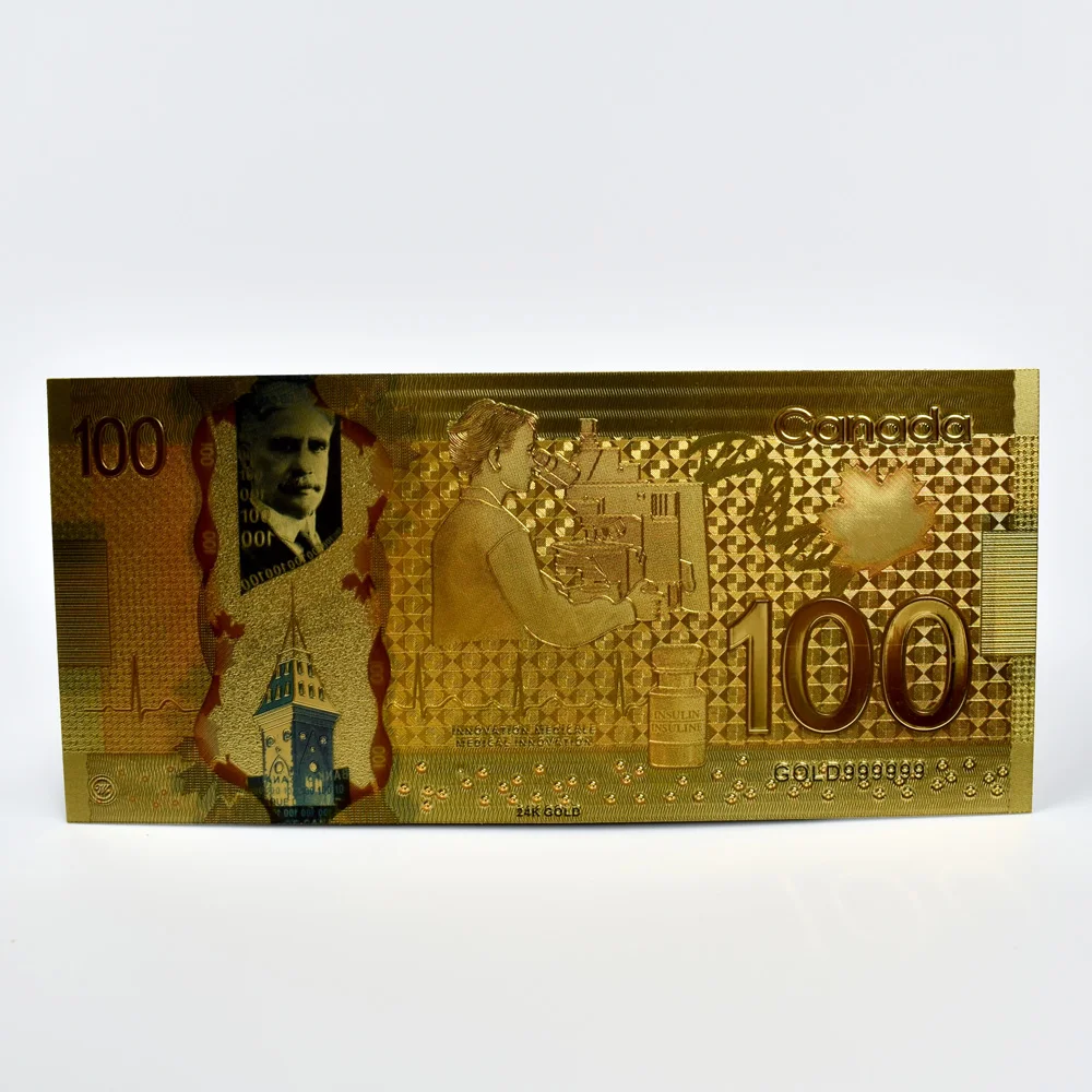 Канадская валюта на 100 долларов Банк Канады сувенир банкноты из золотой фольги