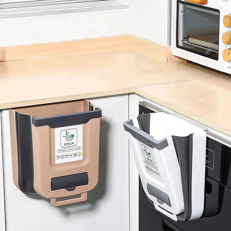 

Kitchen Wall-mounted Folding Trash Can Household Cabinet Sorting Trash Can Hanging Storage Basket Creative Sorting Trash Can