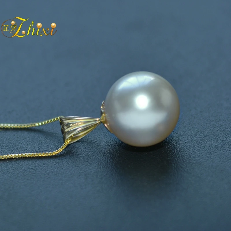 ZHIXI новый стиль высокого качества 9 14 мм круглая белая жемчужина Южных морей