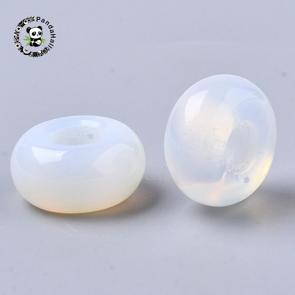 

20pcs 14x7mm Opalite European Beads Rondelle Large Hole Beads For DIY Jewelry Making , Hole: 5~6mm