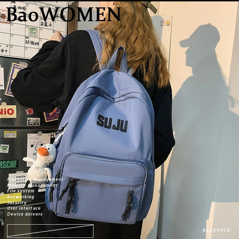 

Водонепроницаемый нейлоновый женский рюкзак BaoWomen, школьный ранец для девочек-подростков, дорожный вместительный черный белый зеленый сини...