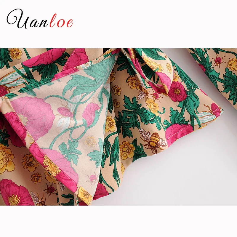 Женская блузка с цветочным принтом Повседневная рубашка длинным рукавом и