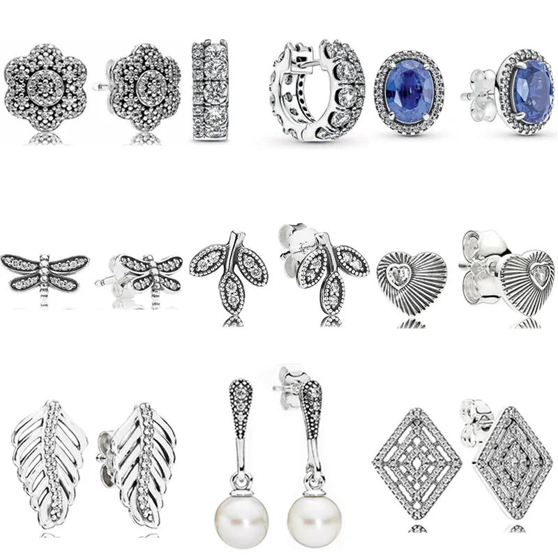 

925 Sterling Silver Elegant Beauty Pearl Elegence Geometric Lines Double Band Earrings For Women Birthday Gift Fashion Jewelry