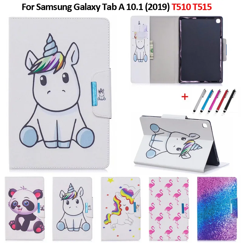 Модный чехол для планшета с фламинго единорогом Samsung Tab A 10 1 2019 кожаный Galaxy T510