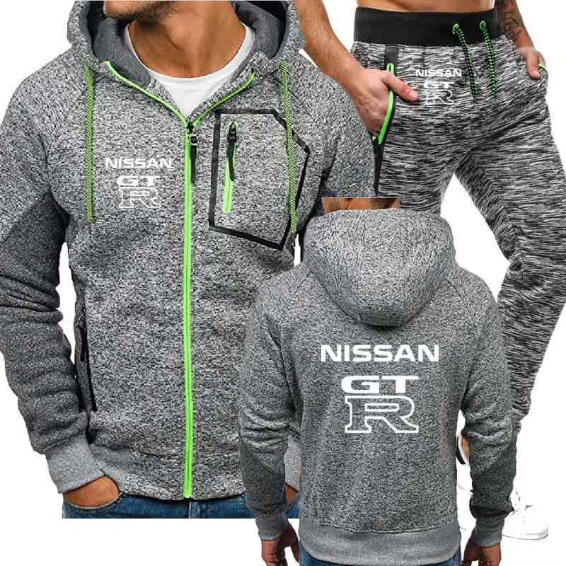 

Fashion Jacket Men Nissan GTR Car Logo Printed Sweatshirt Men Hoodie hiphop harajuku Casual Fleece Male Hoodies Pants Suit y6