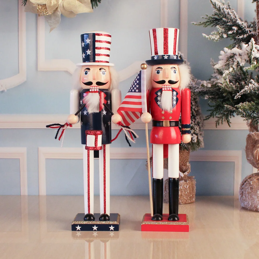 

38CM American Flag Tambourine Nutcracker Puppet Man Little Nutcracker Christmas Decoration